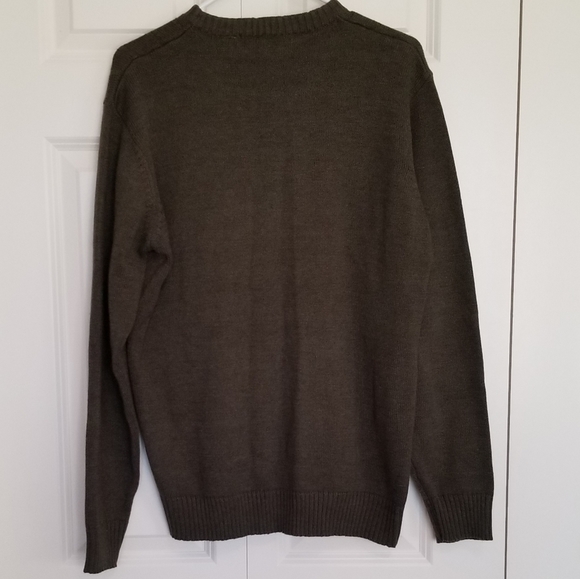 Oscar De La Renta olive green cotton blend long sleeve cable knit sweater SZ Med - Picture 2 of 4